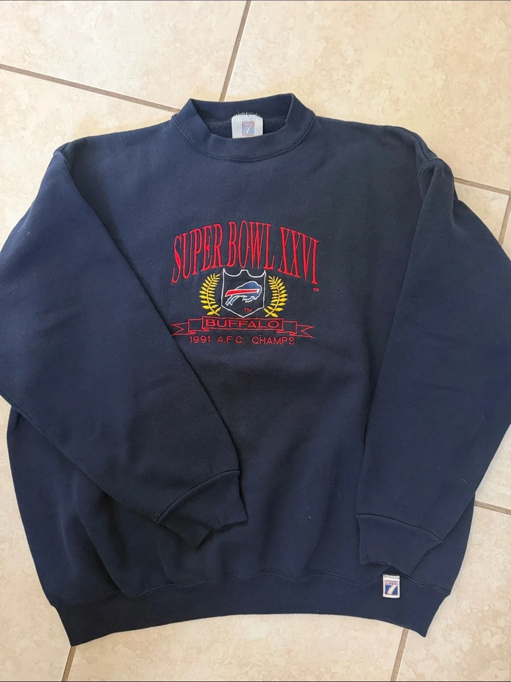 Vintage Buffalo Bills Navy Super Bowl XXVI Crewneck Sweatshirt